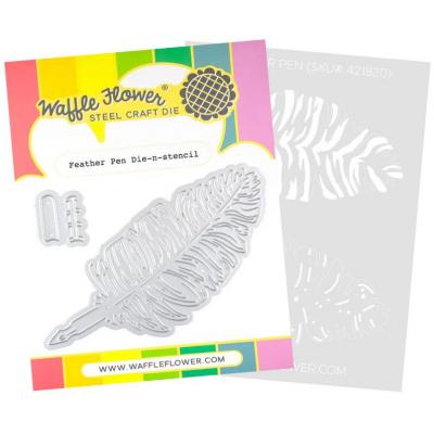 Waffle Flower Die-n-stencil - Feather Pen